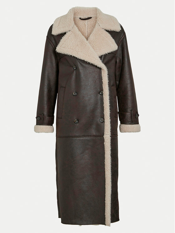 Vila Vila Cappotto in shearling Risi 14097991 Marrone Relaxed Fit