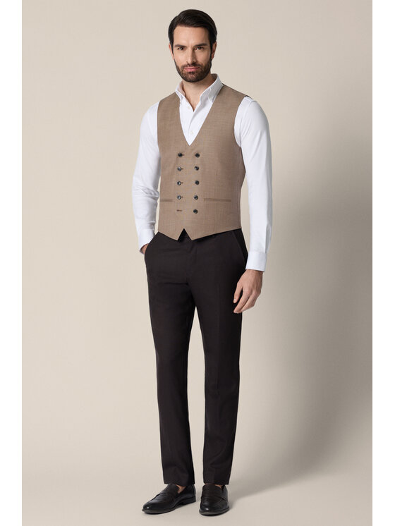 Lancerto Lancerto Kamizelka garniturowa Berja KA073126000004 Beżowy Slim Fit