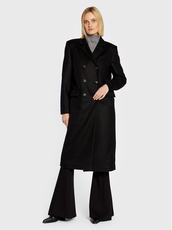 Trussardi Trussardi Gyapjú kabát 56S00807 Fekete Regular Fit