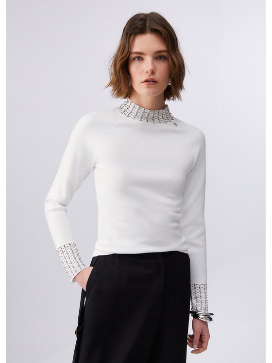 Liu Jo Liu Jo Maglione PA6046MS99EX0256 Bianco Slim Fit