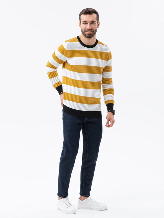 Ombre Ombre Sweter E189 Złoty Regular Fit