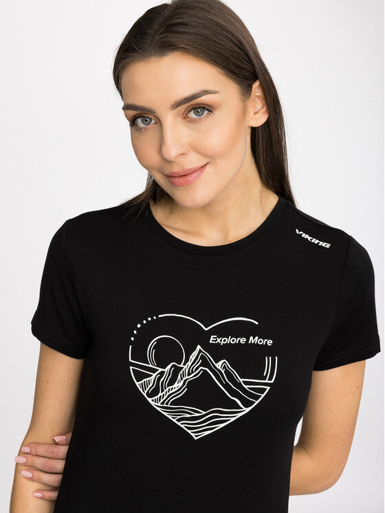 Viking Viking T-Shirt Lenta Bamboo Light Lady Czarny Regular Fit