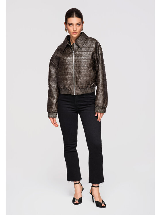 Ombre Ombre Kurtka bomber OW-JAFL-0102 Brązowy Loose Fit
