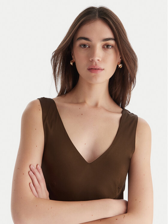 ViCOLO ViCOLO Коктейльна сукня TF0247 Коричневий Regular Fit