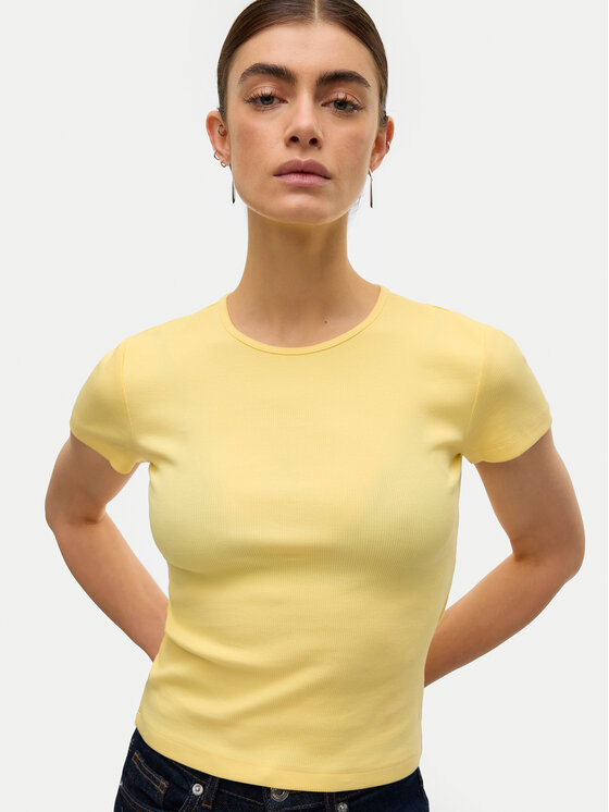 Vero Moda Vero Moda Tricou Chloe 10306894 Galben deschis Tight Fit