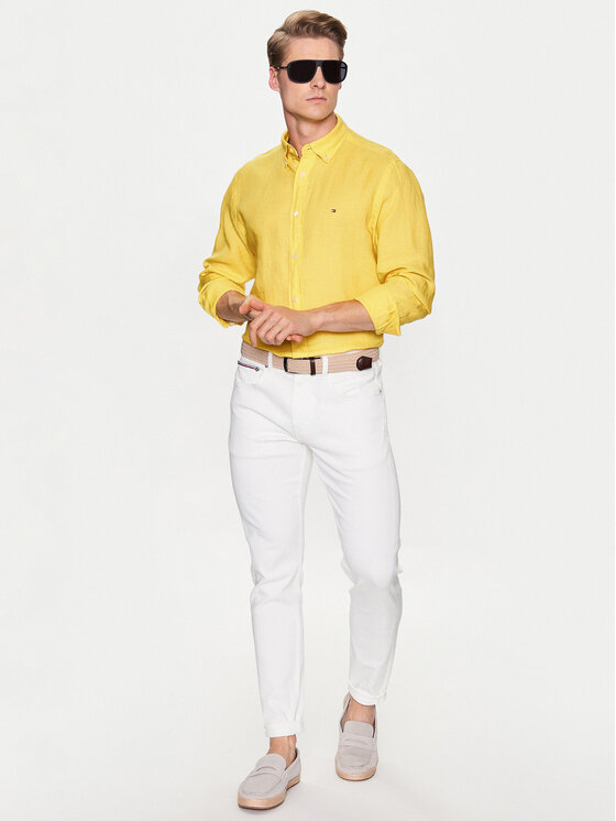 Tommy Hilfiger Tommy Hilfiger Риза Pigment Dyed Solid MW0MW30897 Жълт Regular Fit