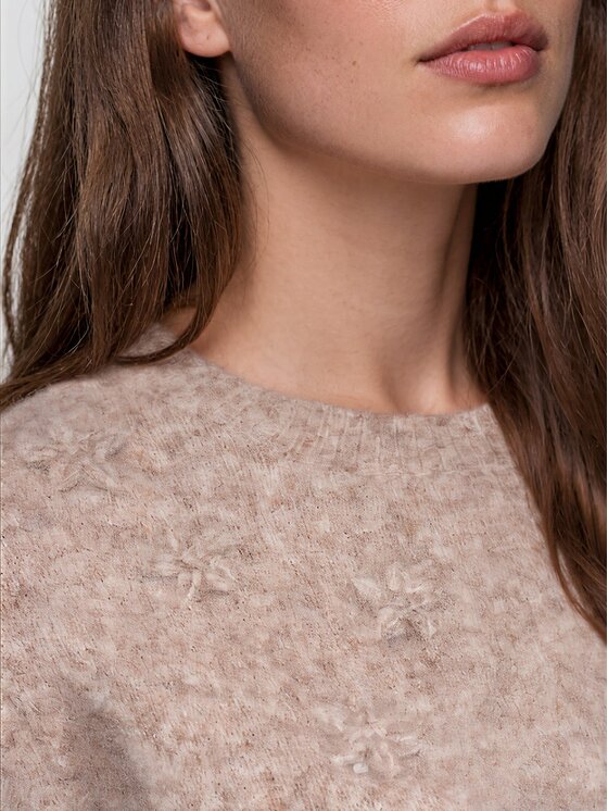 Ombre Ombre Sweter OW-SW-E0048 Beżowy Regular Fit