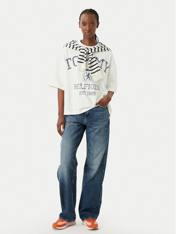 Tommy Hilfiger Tommy Hilfiger Póló Varsity WW0WW50940 Krém Relaxed Fit