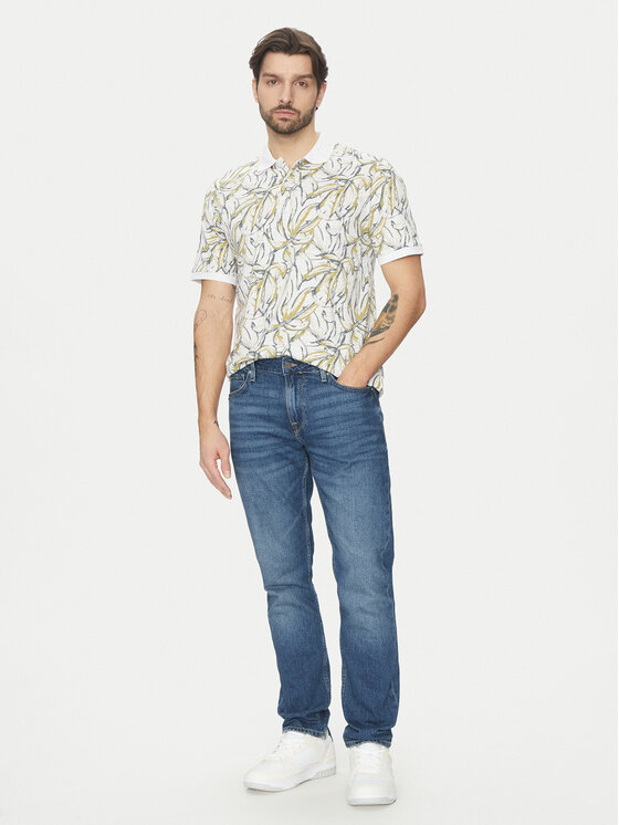 Jack&Jones Jack&Jones Тениска с яка и копчета Split 12272985 Бял Regular Fit