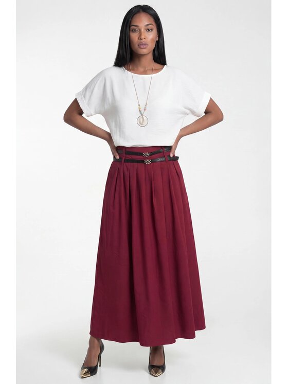 FIGL FIGL Spódnica maxi M1326 Bordowy A-Line Fit