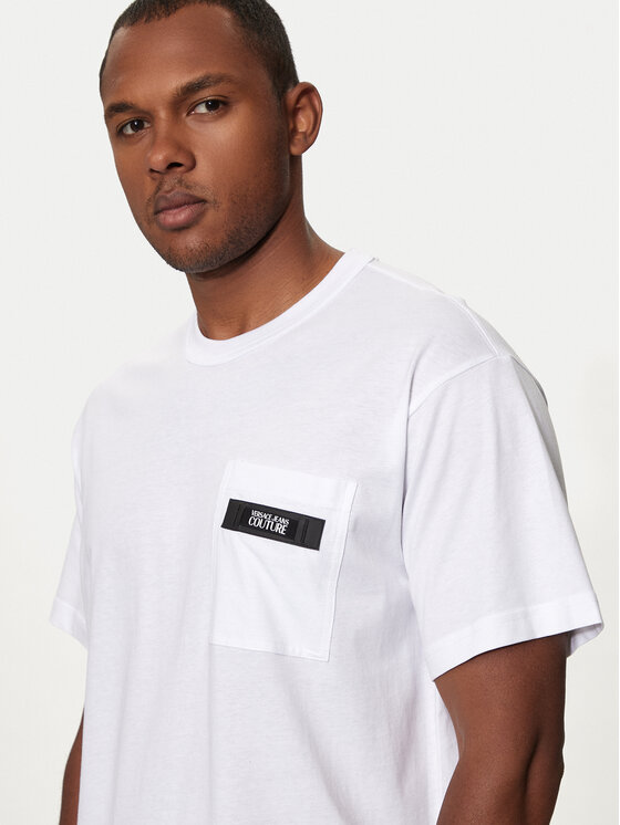 Versace Jeans Couture Tricou 76GAHE05 Alb Regular Fit | Modivo.ro