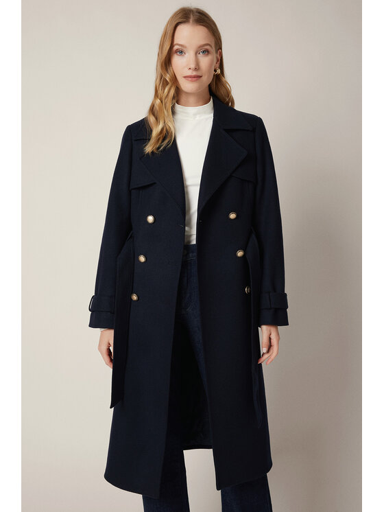 Lancerto Lancerto Płaszcz Eloria PC073225000016 Granatowy Regular Fit