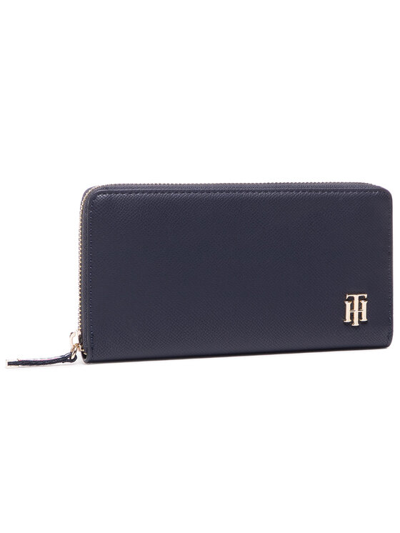 Duży Portfel Damski Tommy Hilfiger, Granatowy, Saffiano Large Za AW0AW08507