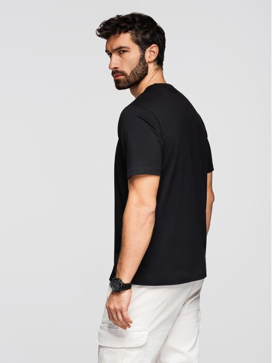 Ombre Ombre T-Shirt OM-TSPT-0261 Czarny Regular Fit