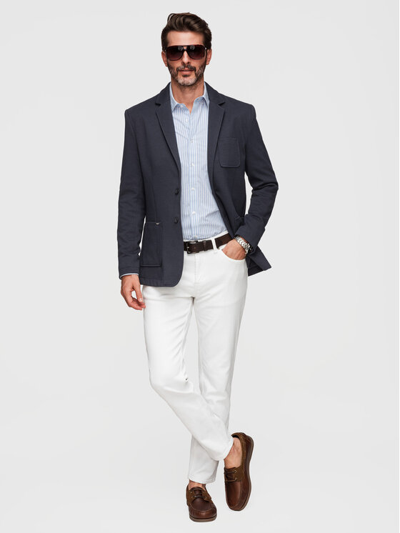 Ombre Ombre Marynarka M165 Granatowy Slim Fit