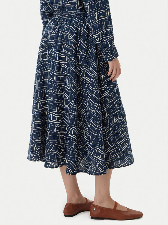 Tommy Hilfiger Tommy Hilfiger Φούστα midi WW0WW50753 Σκούρο μπλε Regular Fit