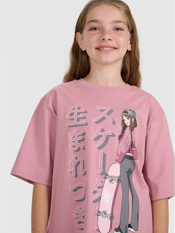 4F 4F T-Shirt BLUE VACATION Różowy Oversize