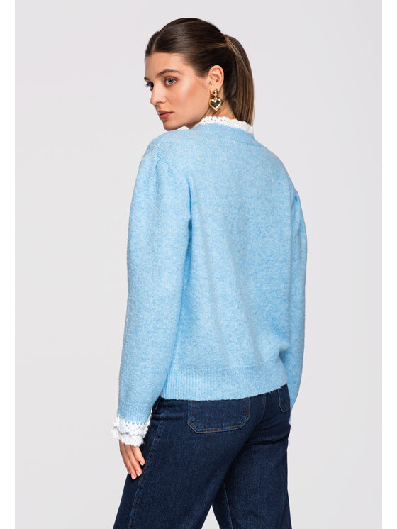 Ombre Ombre Sweter OW-SWSW-0105 Niebieski Regular Fit