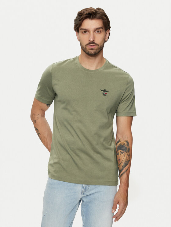 Aeronautica Militare T-krekls 242TS2301J592 Zaļš Regular Fit