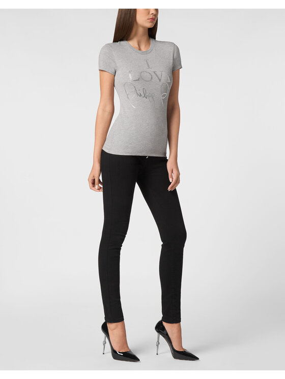 PHILIPP PLEIN PHILIPP PLEIN T-Shirt 9447 Szary Skin Tight Fit