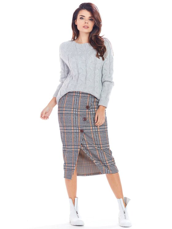 Awama Awama Spódnica A363 Granatowy Basic Fit