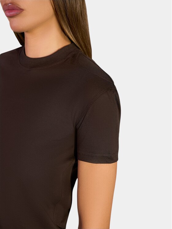 MADE BY SOCIETY MADE BY SOCIETY T-Shirt SKIM - T27472 Brązowy Basic Fit