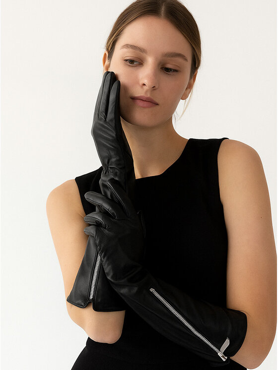 ALLORA BE UNIQUE ALLORA BE UNIQUE Guanti da donna z suwakiem Nero