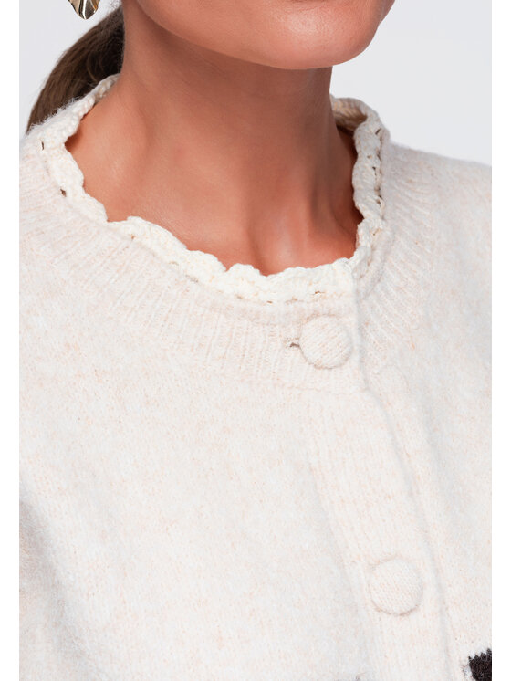 Ombre Ombre Sweter OW-SW-E0009 Beżowy Relaxed Fit
