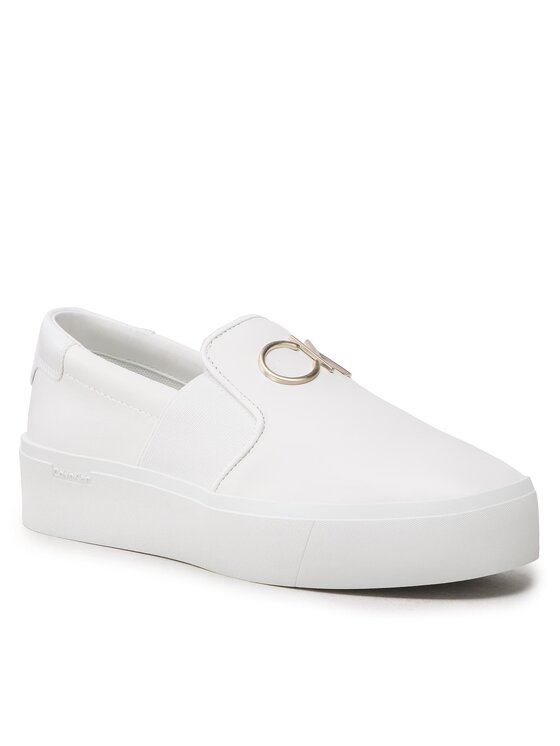 Calvin Klein Sneakers Flatform Cupsole Slip On W/Hw HW0HW01421 Alb Alb imagine noua