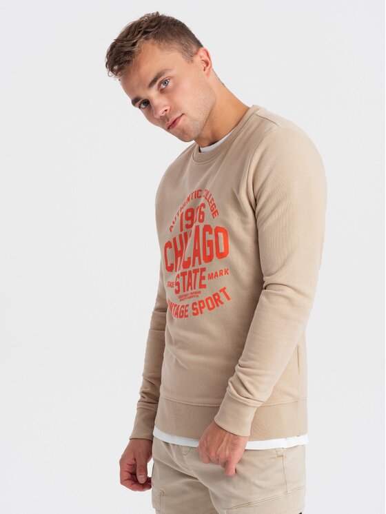 Ombre Ombre Mikina OM-SSPS-0154 Béžová Regular Fit