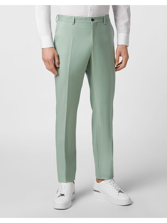 PHILIPP PLEIN PHILIPP PLEIN Spodnie materiałowe 1357 Turkusowy Regular Fit