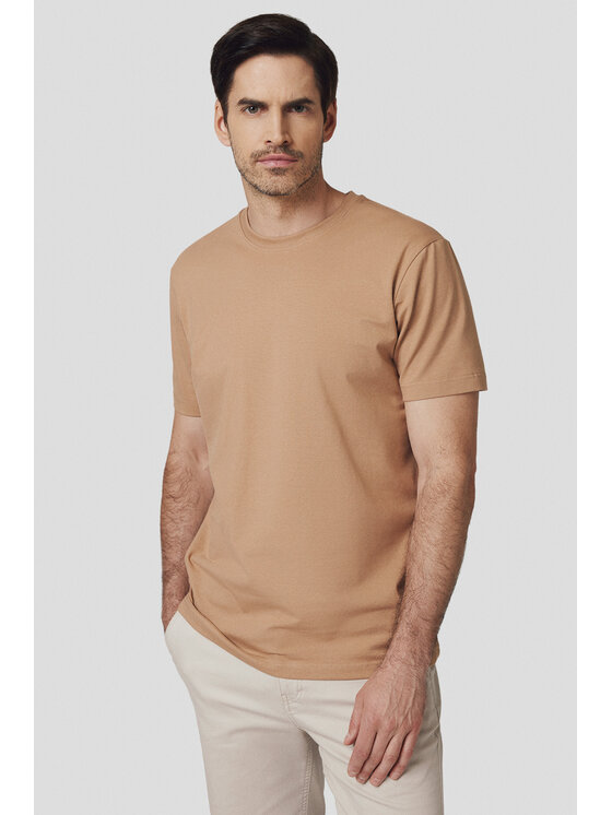 Lancerto Lancerto T-Shirt Koszulka Beżowa Bawełniana Kenneth TS073125000002 Beżowy Regular Fit