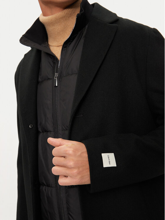 Calvin Klein Calvin Klein Płaszcz wełniany K10K113270 Czarny Regular Fit