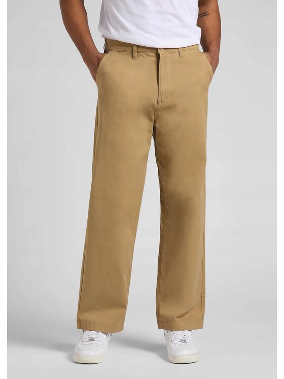 Lee Lee Spodnie materiałowe LOOSE CHINO Beżowy Regular Fit