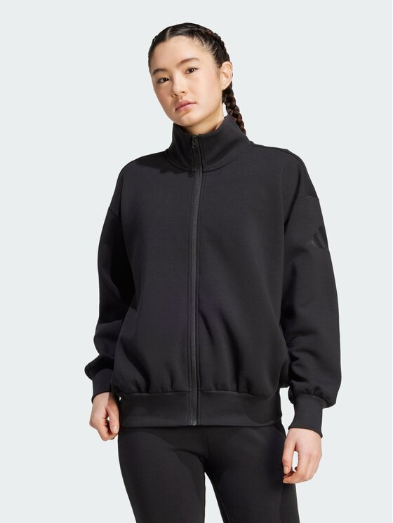 adidas adidas Bluza Soft Lux Loose Full-Zip Czarny Loose Fit