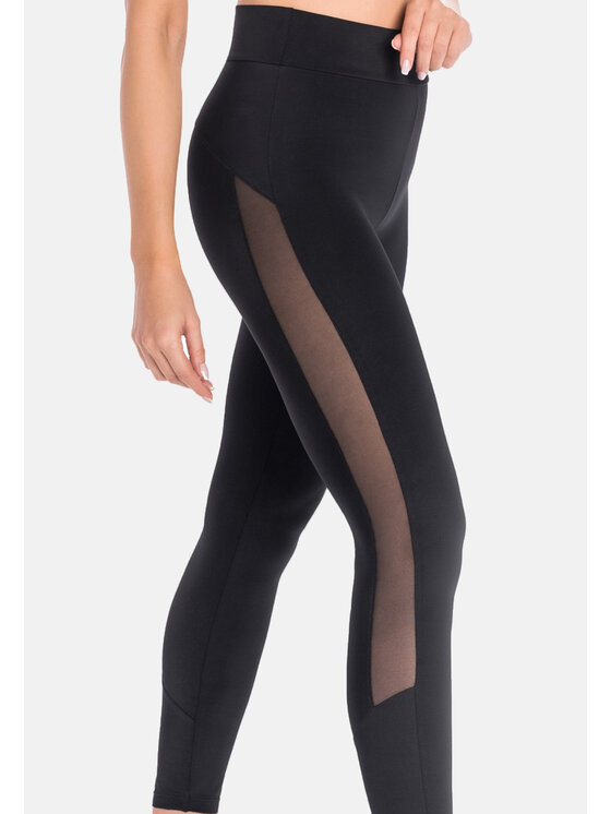 Teyli Teyli Legginsy sportowe z siateczką Mappy Czarny Regular Fit