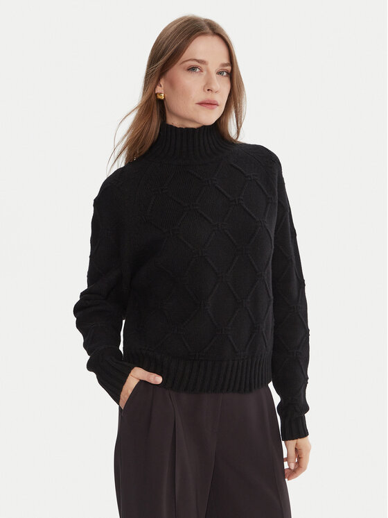 Elisabetta Franchi Elisabetta Franchi Bluză cu gât MK-55T-57E2-V420 Negru Regular Fit