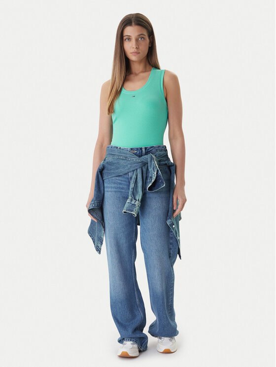Tommy Jeans Tommy Jeans Top Essential DW0DW20673 Zelena Regular Fit