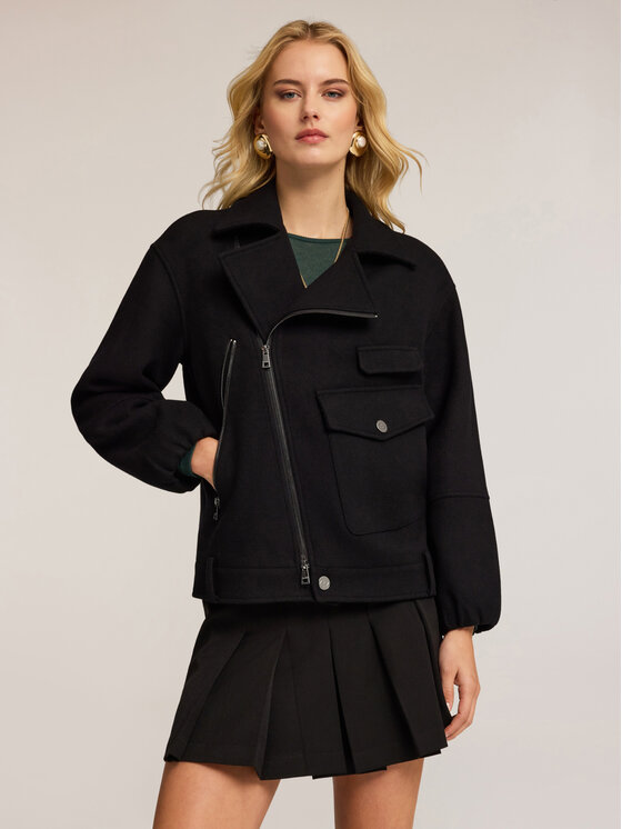 Motivi Motivi Cappotto R188Q001077N033 Nero Regular Fit