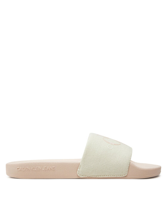 Calvin Klein Jeans Šľapky Slide Monogram Co YW0YW00103 Écru