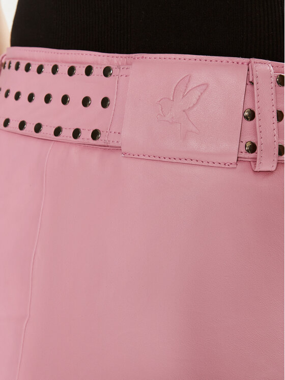 One Teaspoon One Teaspoon Kožená sukně Rizzo 26306 Růžová Slim Fit