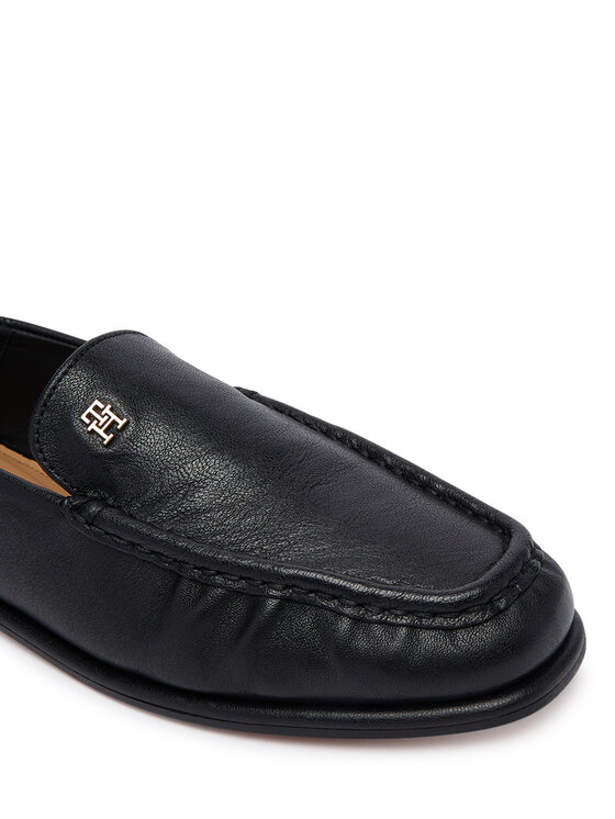 Tommy Hilfiger Tommy Hilfiger Lordsy Leather Ruched Toe Loafers FW0FW09250 Czarny