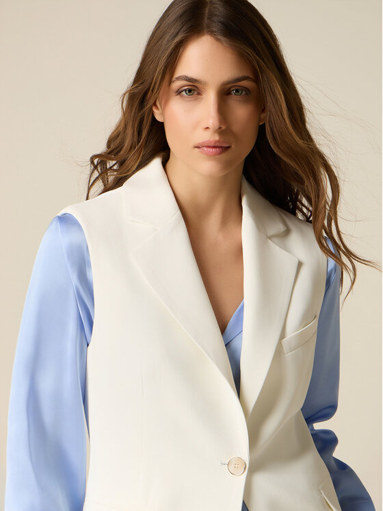 Oltre Oltre Gilet L036R000048N021 Bianco Slim Fit