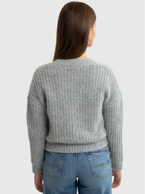 BIG STAR BIG STAR Kardigan KARDA_901_160 Szary Classic Fit