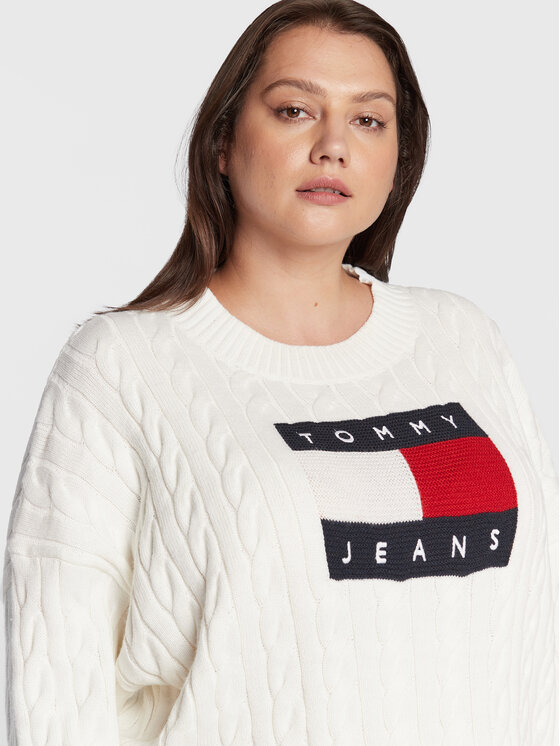 Tommy Jeans Curve Sweter Cry DW0DW14569 Beżowy Relaxed Fit | Modivo.pl