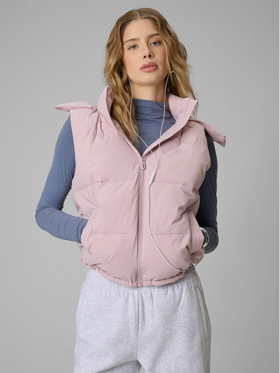 4F 4F Bezrękawnik ESSENTIAL 3 Różowy jasny Loose Fit