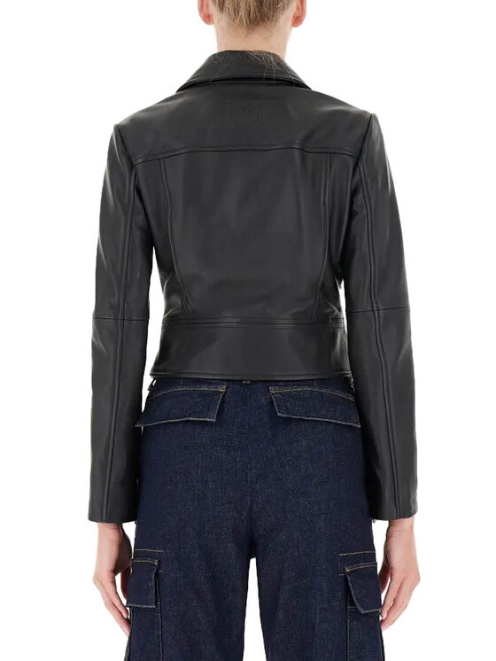 PINKO PINKO Płaszcz skórzany 103901y6wl-z99 Czarny Regular Fit