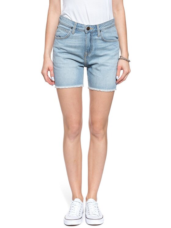 Lee Lee Pantaloncini di jeans BOYFRIEND Blu Loose Fit