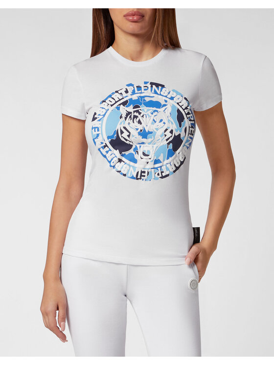 Plein Sport Plein Sport T-shirt 12973 Bianco Skin Tight Fit