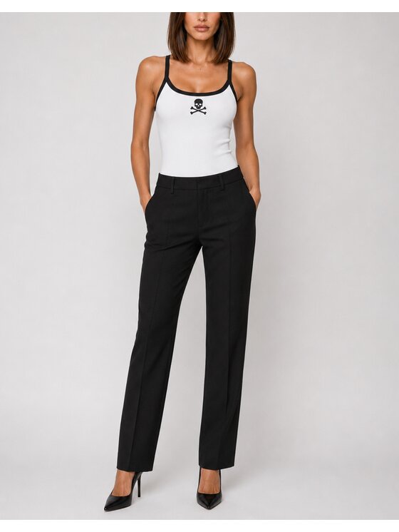 PHILIPP PLEIN PHILIPP PLEIN Bavlnené nohavice 31564 Čierna Straight Fit